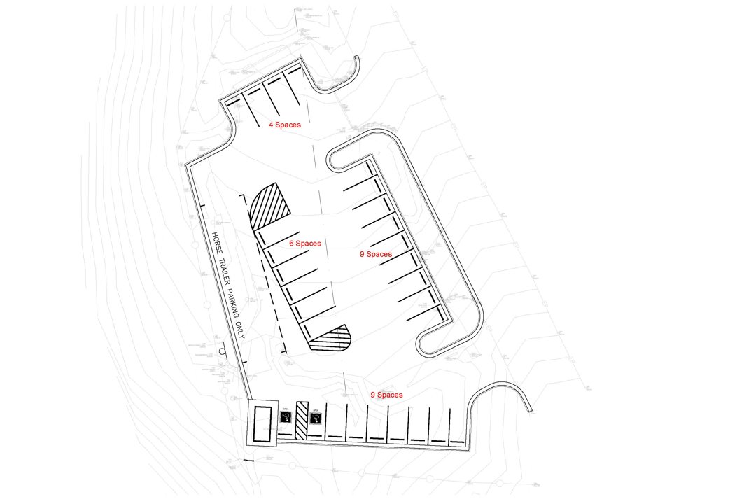 Schematic drawing of Cartwright Trailhead parking lot improvements.